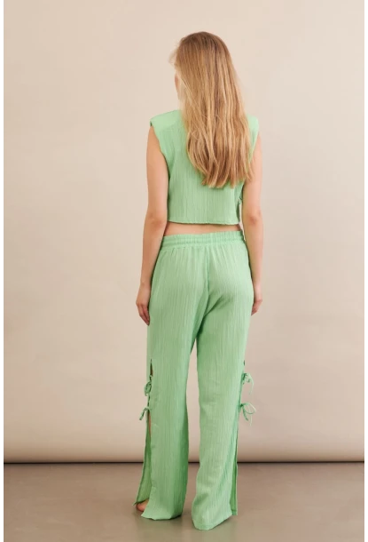 Kadın Yeşil Omuzları Vatkalı Alt Üst Takım KED002