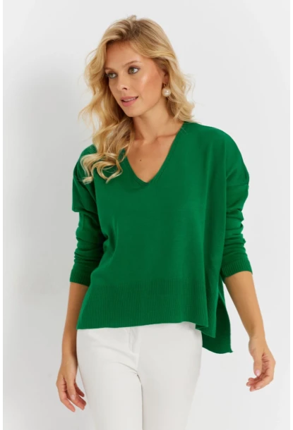 Kadın Yeşil Önü Kısa Triko Kazak YİL551