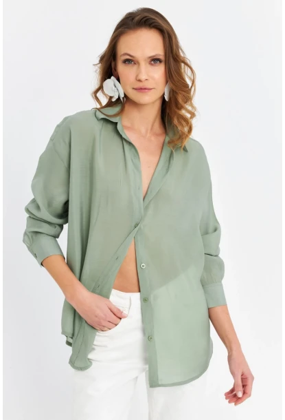 Kadın Yeşil Sırtı Açık Gömlek MOD2369-90