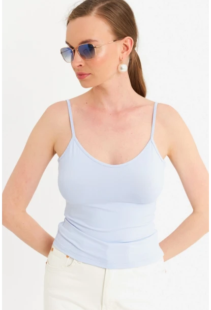 Kadın Açık Mavi Askılı Basic Atlet FLS06