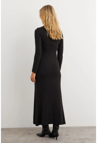 Kadın Antrasit Balıkçı Maxi Elbise MEY100