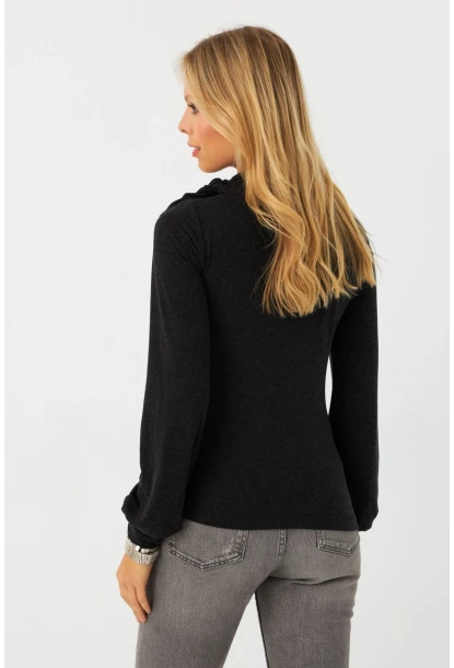 Kadın Antrasit Boyun Bağlamalı Bluz EY2993