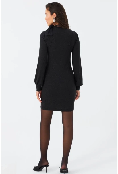 Kadın Antrasit Boyundan Bağlamalı Midi Elbise EY2971