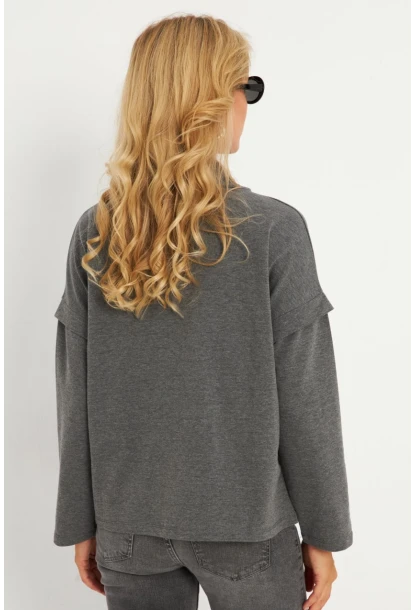 Kadın Antrasit Kuşgözlü Sweatshirt TF04