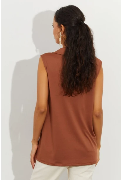 Kadın Badem Polo Yaka Bluz LPP1219