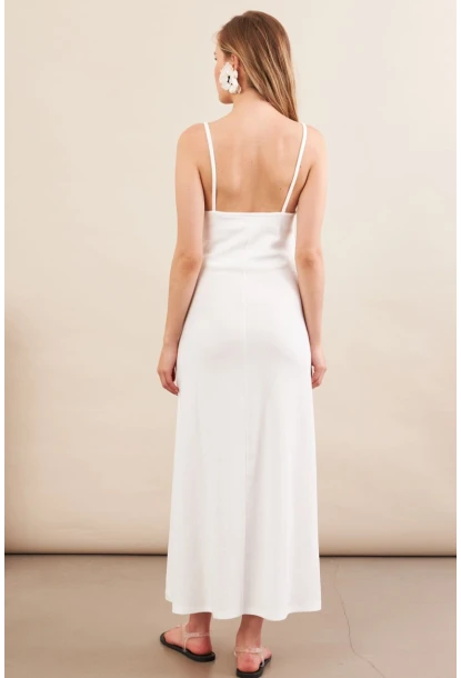 Kadın Beyaz Askılı Midi Elbise FLU7314