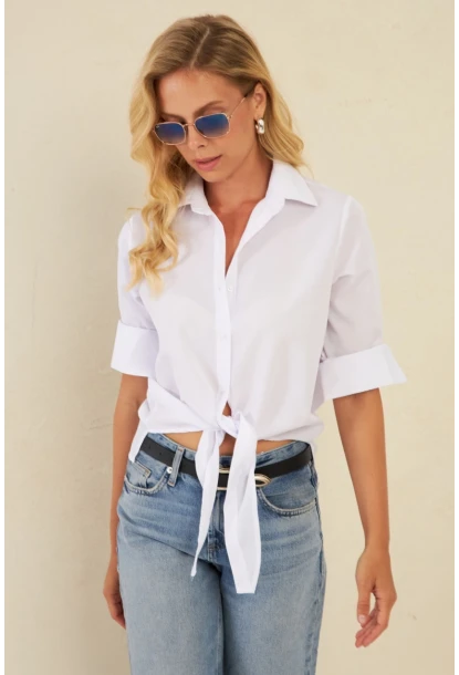 Kadın Beyaz Basic Gömlek ZER409