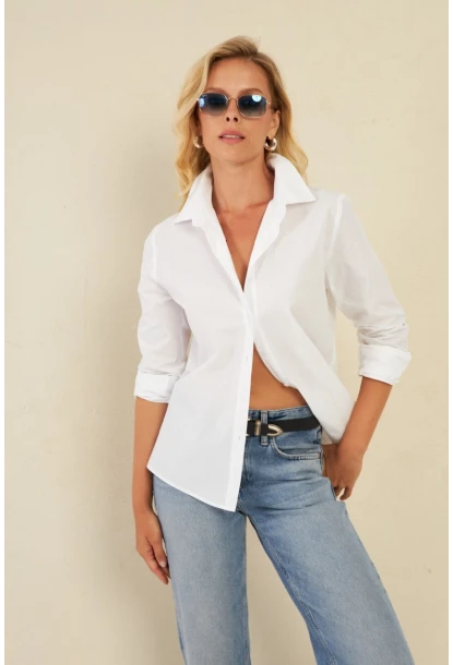 Kadın Beyaz Basic Gömlek ZER411