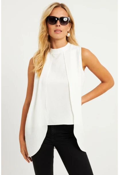 Kadın Beyaz Dokuma Bluz ZER406