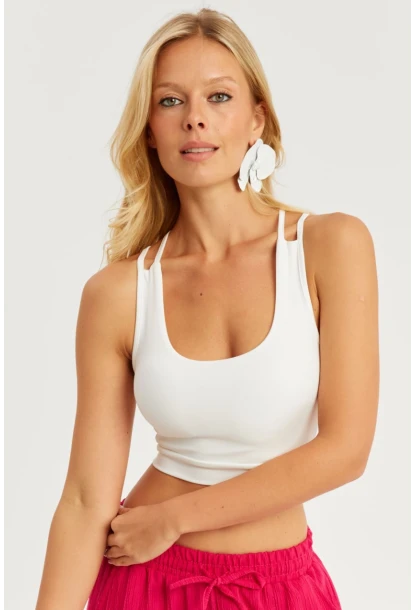 Kadın Beyaz Gloplu Büstiyer CG349