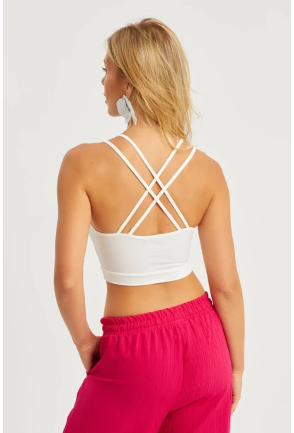 Kadın Beyaz Gloplu Büstiyer CG349