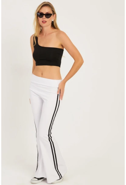 Kadın Beyaz İspanyol Paça Eşofman Altı SF2542