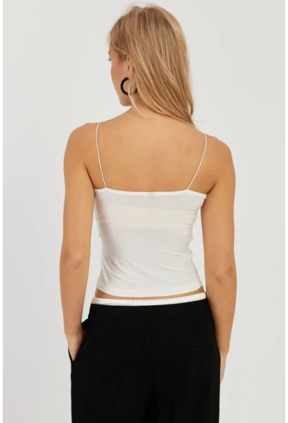 Kadın Beyaz-Saks İkili İp Askılı Bluz GÇ158