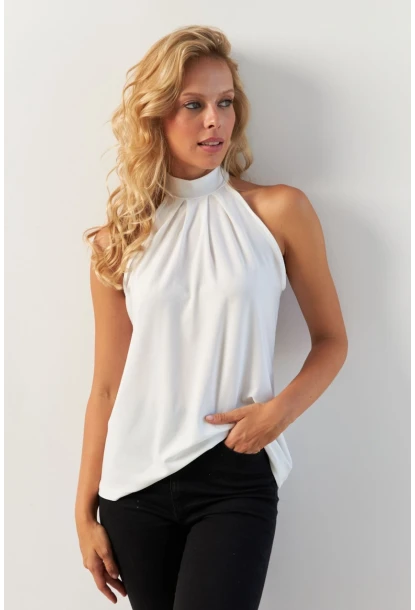 Kadın Beyaz Sırtı Damla Yılbaşı Bluz LPP5043