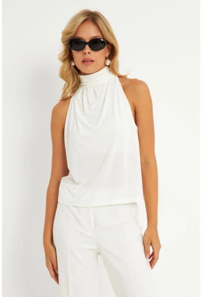 Kadın Beyaz Sırtı Düğmeli Bluz ELT3963