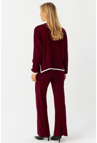 Kadın Bordo Alt Üst Triko Takım  MYİL12