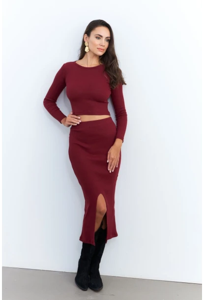 Kadın Bordo Basic Kaşkorse Alt- Üst Takım XL2042