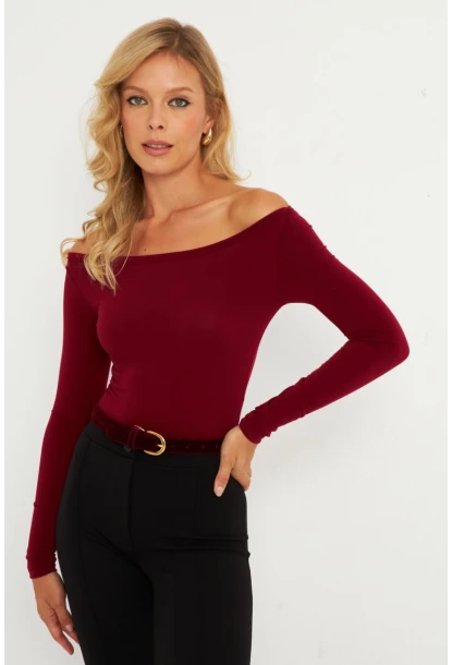 Kadın Bordo Bluz HOR13