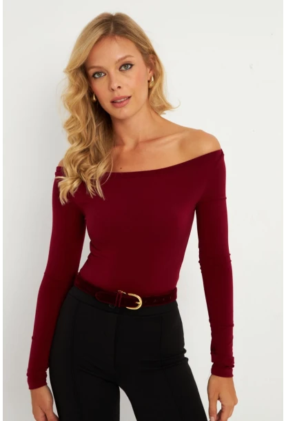 Kadın Bordo Bluz HOR13