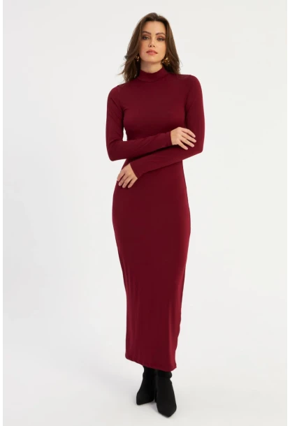 Kadın Bordo Maxi Elbise MLİK100