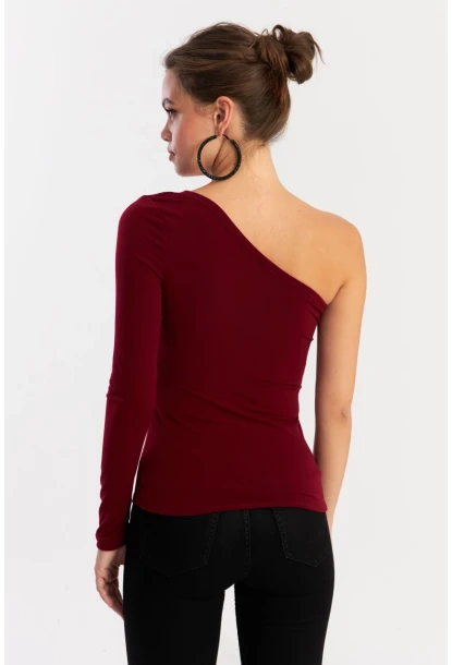 Kadın Bordo Tek Kol Bluz HOR37