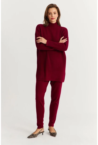 Kadın Bordo Triko Alt Üst Takım NUV9