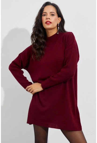 Kadın Bordo Triko Tunik YV110