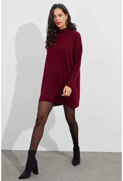 Kadın Bordo Triko Tunik YV110