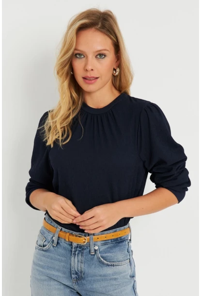 Kadın Bürümcük Bluz Lacivert AYD274