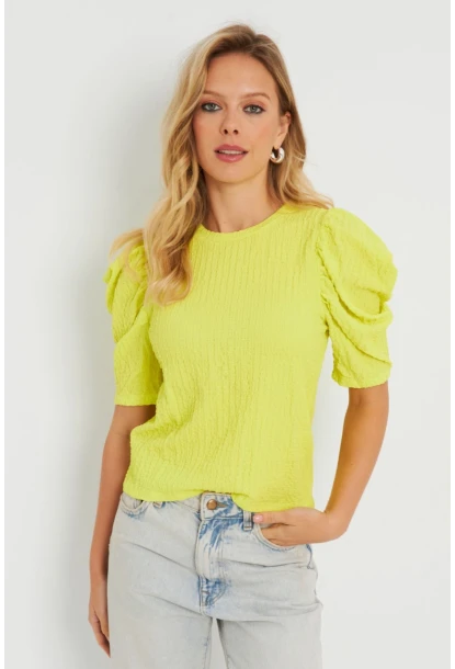 Kadın Bürümcük Bluz Neon Sarı AYD282