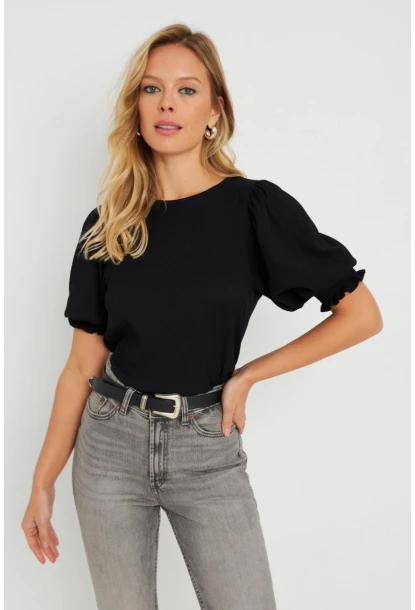 Kadın Bürümcük Bluz Siyah AYD285