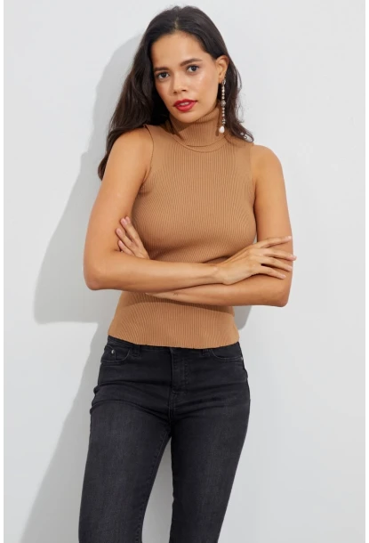 Kadın Camel Balıkçı Bluz YV97