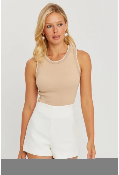 Kadın Camel Biyeli Kaşkorse Bluz AYD318