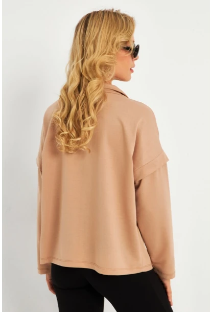 Kadın Camel Kuşgözlü Sweatshirt TF04