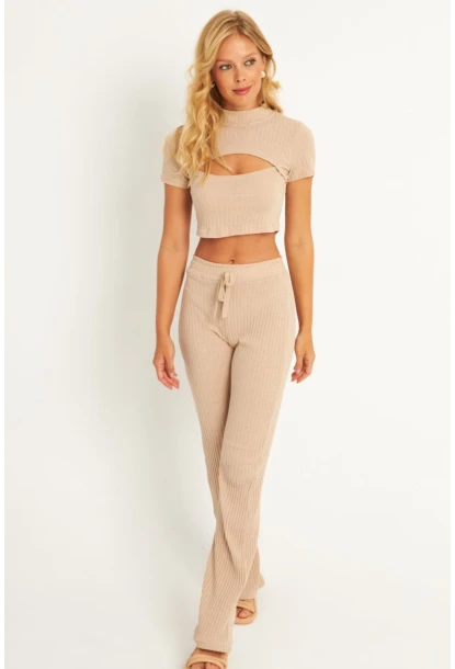 Kadın Camel Pencereli Takım XL2017