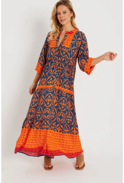 Kadın Desenli Salaş Maxi Elbise Multi Q981