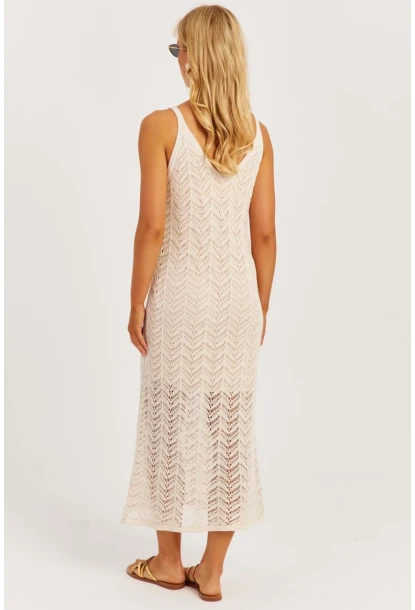 Kadın Ekru Askılı Astarlı Elbise YZ629