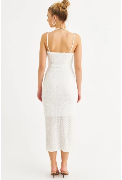 Kadın Ekru Astarlı Dantel Maxi Elbise YEL221662