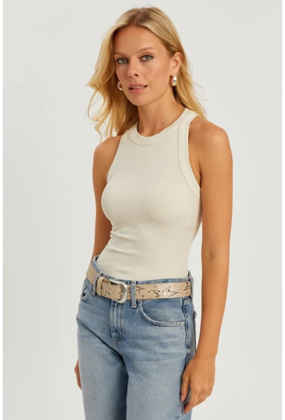 Kadın Ekru Fitilli Bluz AYD317