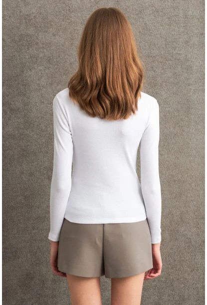 Kadın Ekru Kare Yaka Kaşkorse Bluz GA101