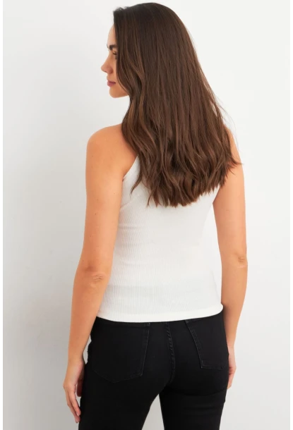 Kadın Ekru Kaşkorse Kolsuz Bluz TF46