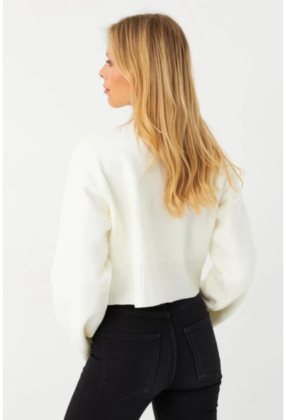 Kadın Ekru Kısa Kazak YİL559