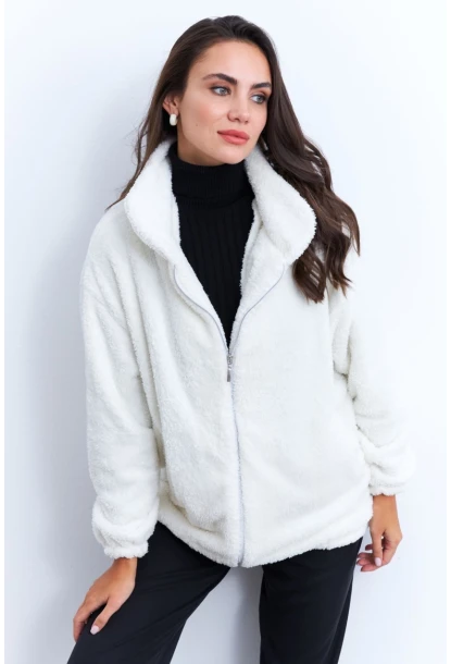 Kadın Ekru Peluş Mont LYT58