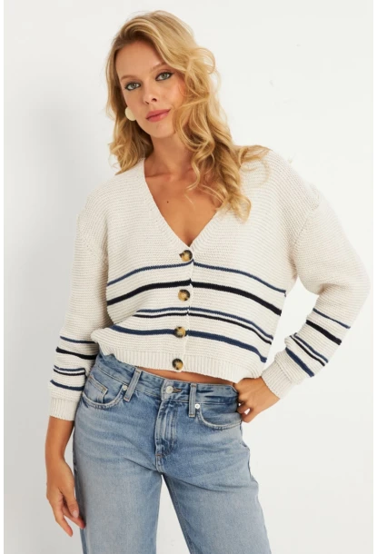 Kadın Ekru Triko Hırka MİW9571