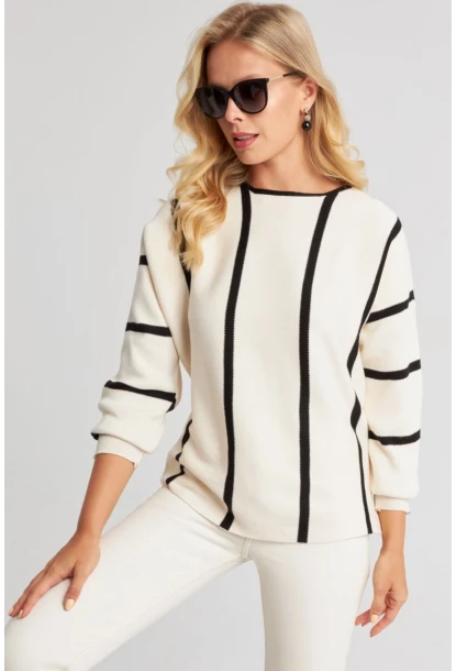 Kadın Ekru Yarasa Kol Triko Kazak YZ522