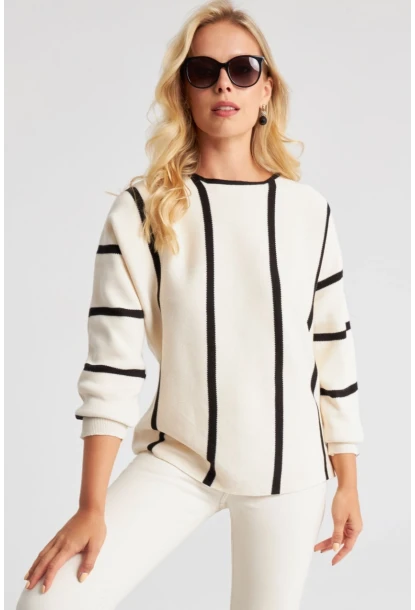 Kadın Ekru Yarasa Kol Triko Kazak YZ522