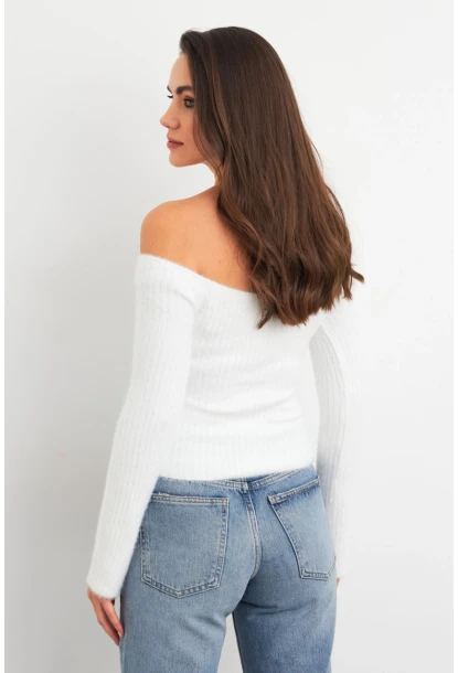Kadın Ekru Yumuşak Dokulu Bluz SE7