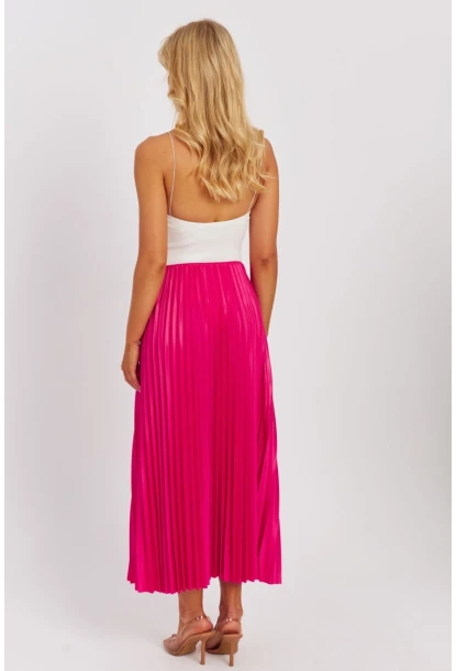 Kadın Fuşya Beli Lastikli Pilise Etek OW145