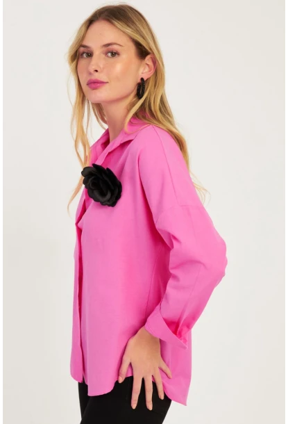 Kadın Fuşya Gül Aksesuarlı Gömlek SF2540