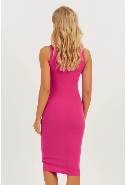 Kadın Fuşya Kaşkorse Midi Elbise CG330